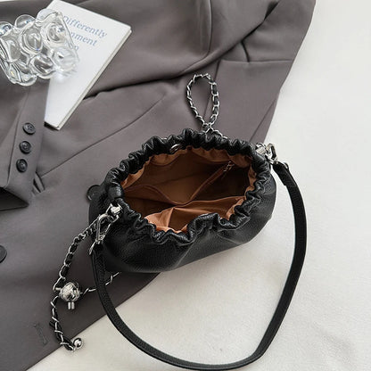 Women Small PU Leather Bucket Shoulder Bag