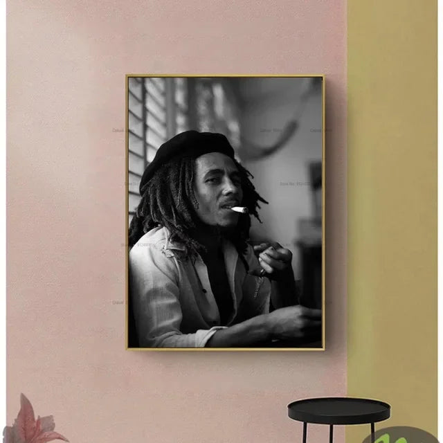 Bob Marley Black & White Canvas Wall Art Print – Music Legend Poster