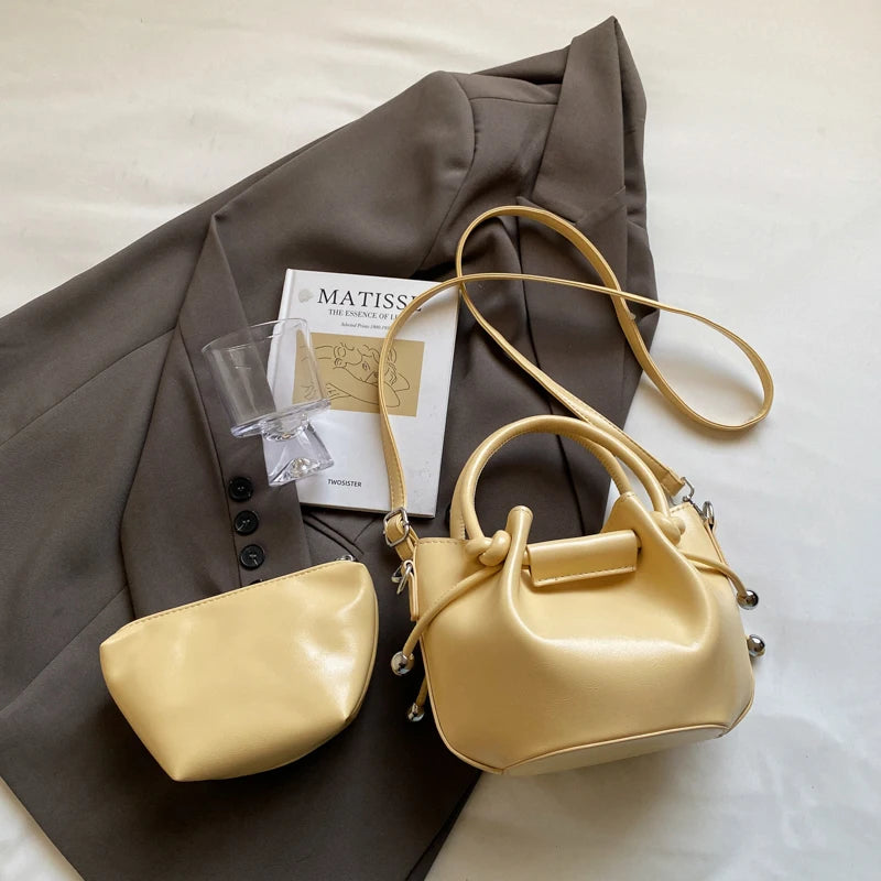 PU Leather Crossbody Bag Set of 2 Mini Handbag with Coin Purse
