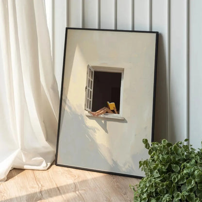 Minimalist Book Lover Window Canvas Poster – Calm Summer Wall Art