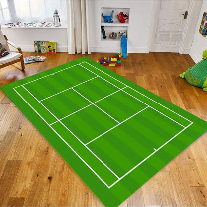 Sports Court Area Rug – Tennis & Badminton Field Graphic Floor Carpet