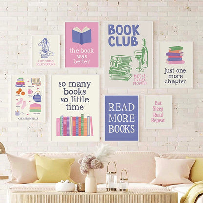 Book Club Wall Art Poster – Retro Reading Print for Book Lovers