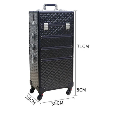 Large Professional Makeup Trolley Case – Multilayer Rolling