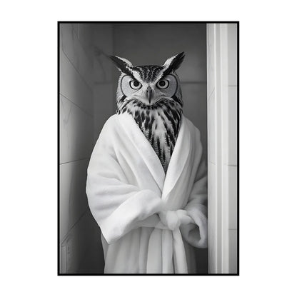 Funny Animal Bathroom Wall Art Poster – Quirky Wildlife in Bathrobe Print