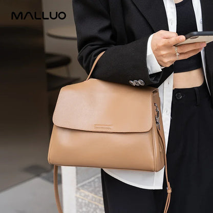 Genuine Leather Flap Satchel Bag – Women's Top Handle Crossbody