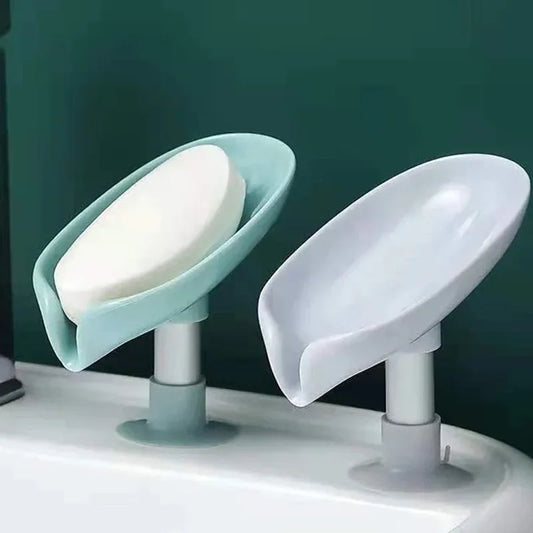 Leaf Soap Holder Suction Cup Drain Tray