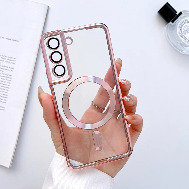Magnetic Clear Case for Samsung Galaxy S21 S22 S23 Ultra Plus | Wireless Charging Compatible