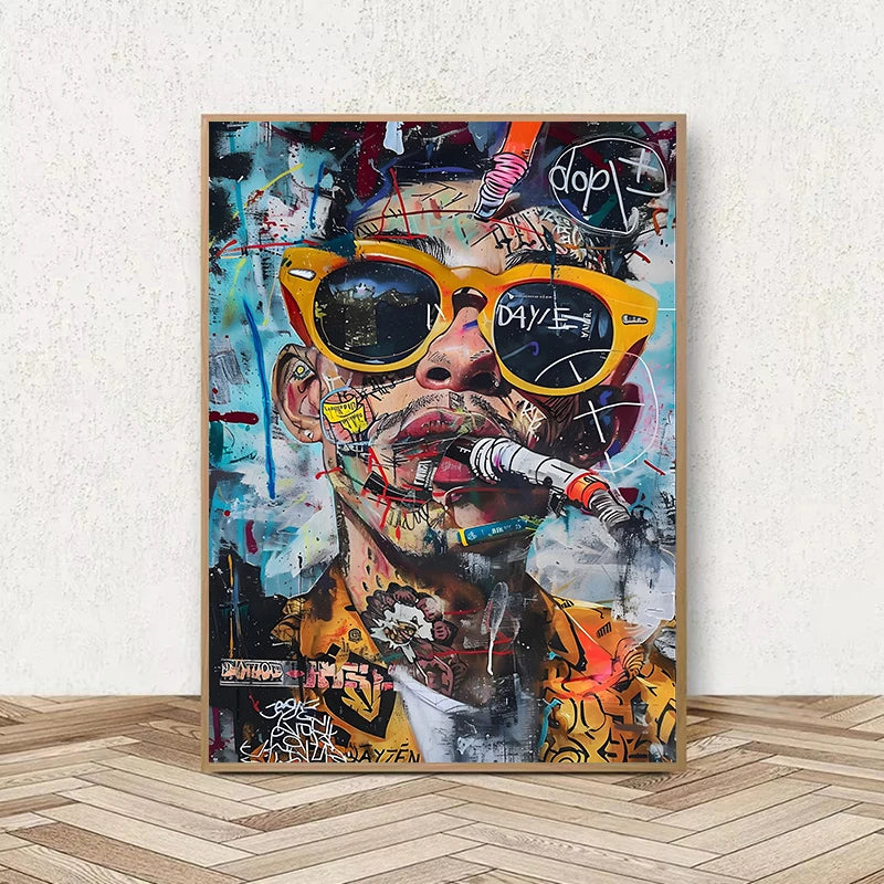 Graffiti Lion Art Poster – Colorful Abstract Canvas Wall Print