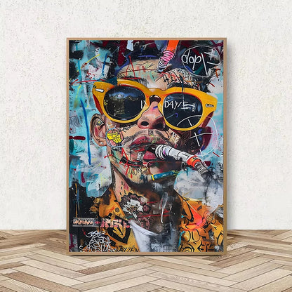 Graffiti Lion Art Poster – Colorful Abstract Canvas Wall Print