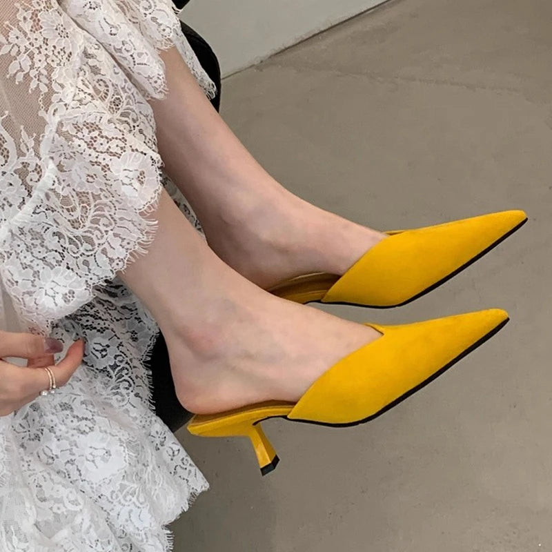 Women's Pointed-Toe Mule Heels – Elegant Thin Heel Dress Sandal