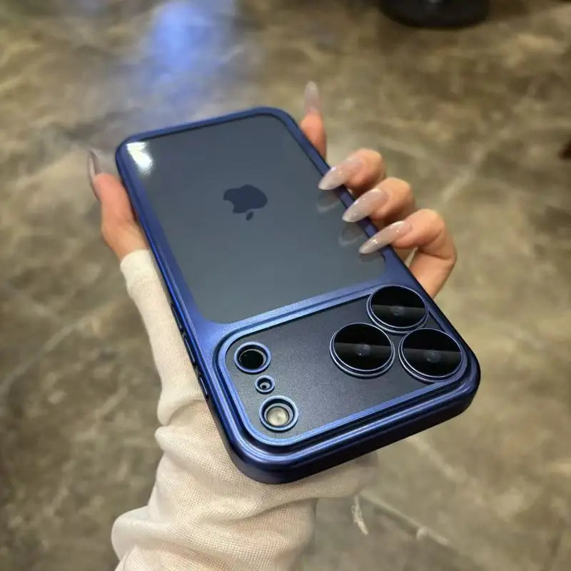 Frosted Translucent iPhone Case – Metal Frame & Camera Lens Protector for iPhone 13–17