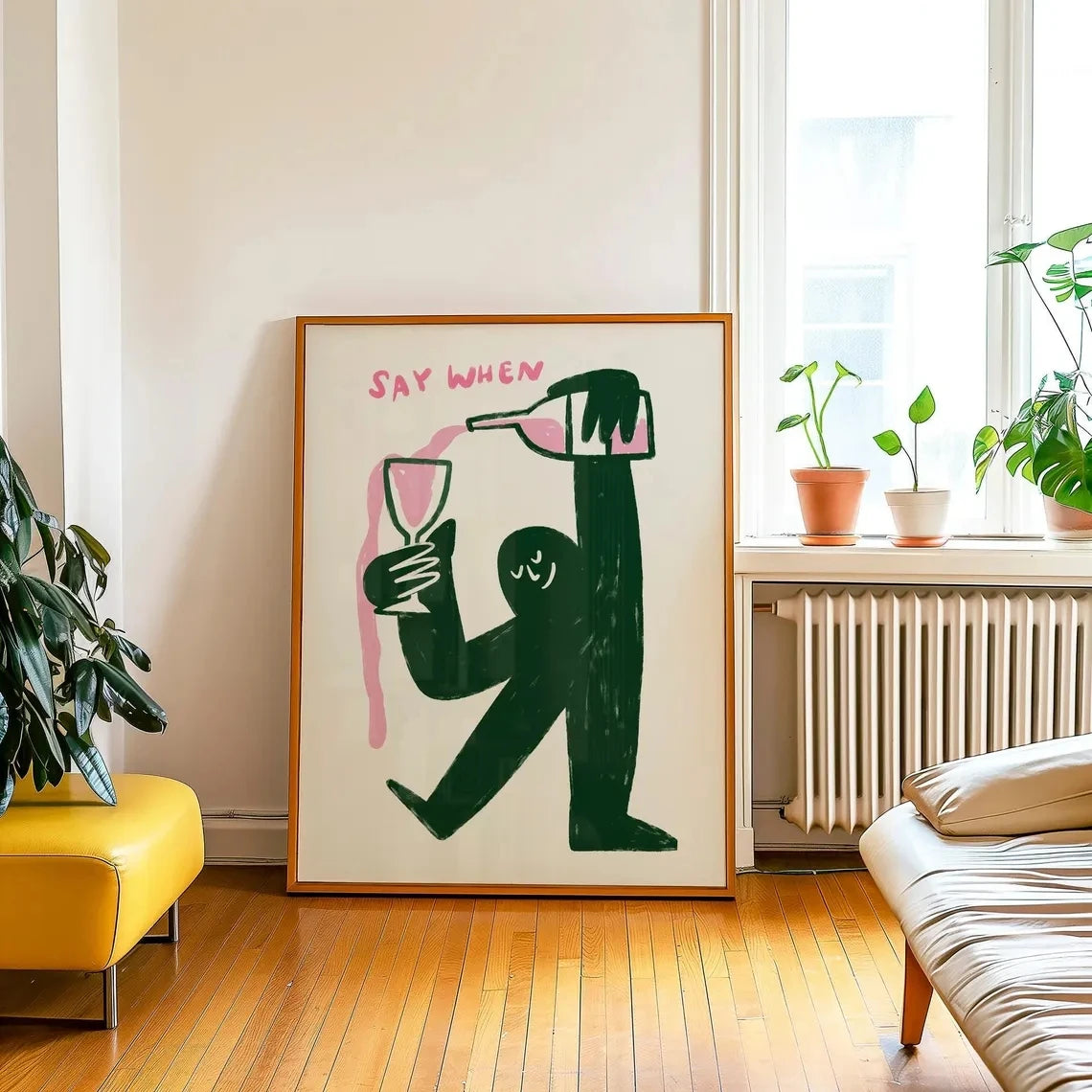 Say When Wine Wall Art Poster – Funny Bar & Kitchen Print