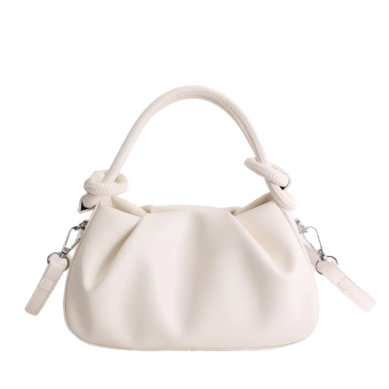 Small Cloud Crossbody Bag for Women – Ruched Leather Purse