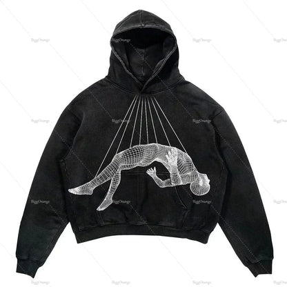 Gothic Graphic Hoodie Women Harajuku Goth Streetwear Sweatshirt