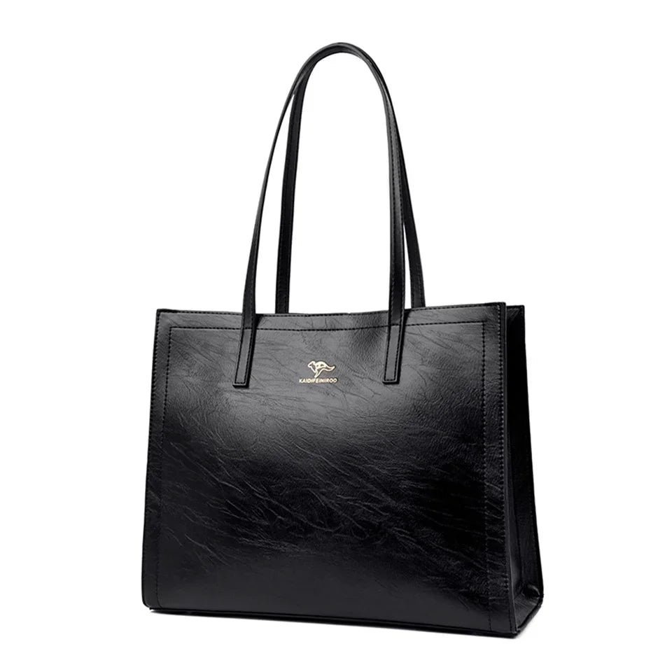 Vintage Leather Tote Bag – Large Capacity Top-Handle