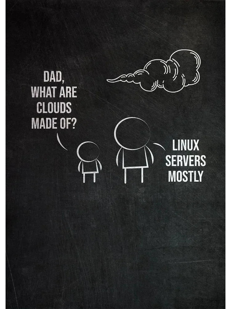 Funny Programmer Quote Wall Art Print – Linux Clouds Poster