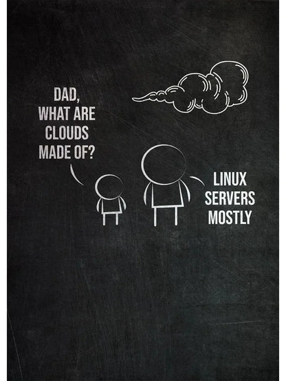 Funny Programmer Quote Wall Art Print – Linux Clouds Poster