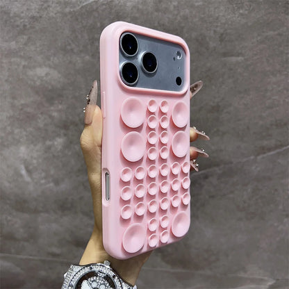 3D Bubble Grip Silicone iPhone Case – Shockproof Cover for iPhone 14–17 Series