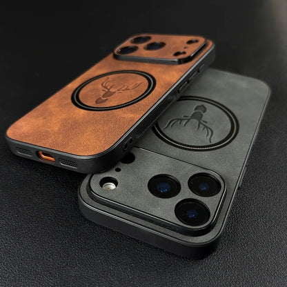 Magnetic Deer Head Leather iPhone Case – MagSafe Compatible