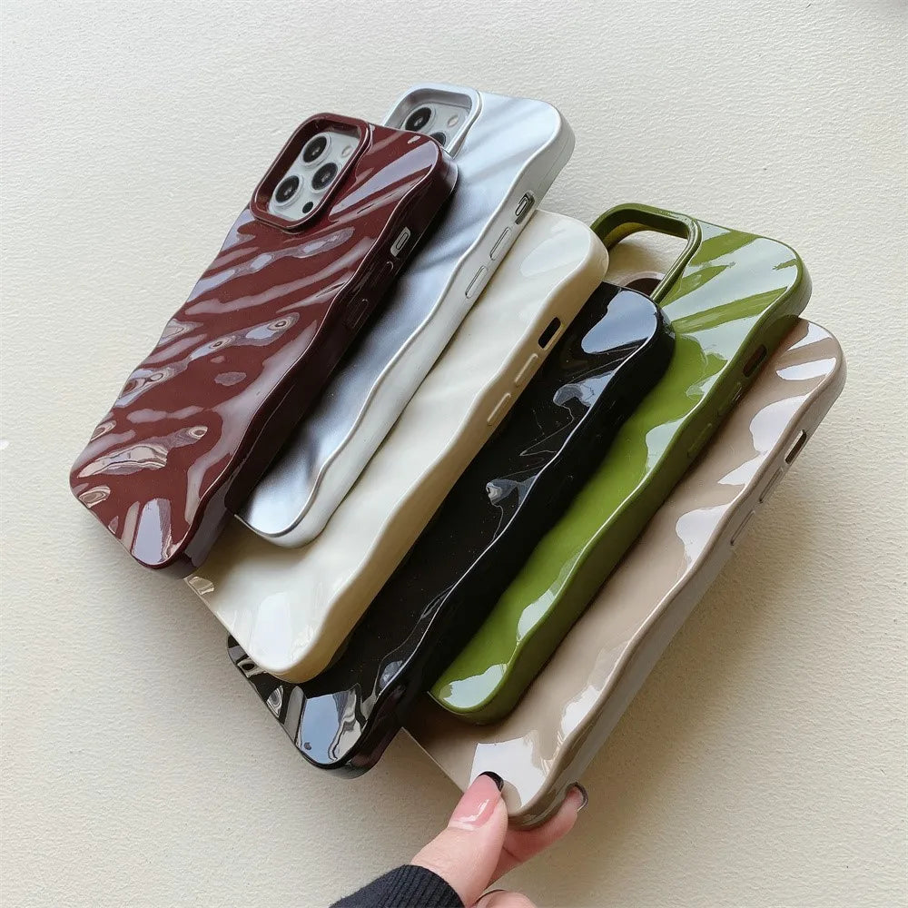Electroplated 3D Wave iPhone Case for iPhone 17 / 16 / 15 / 14 / 13 / 12 / 11 Series
