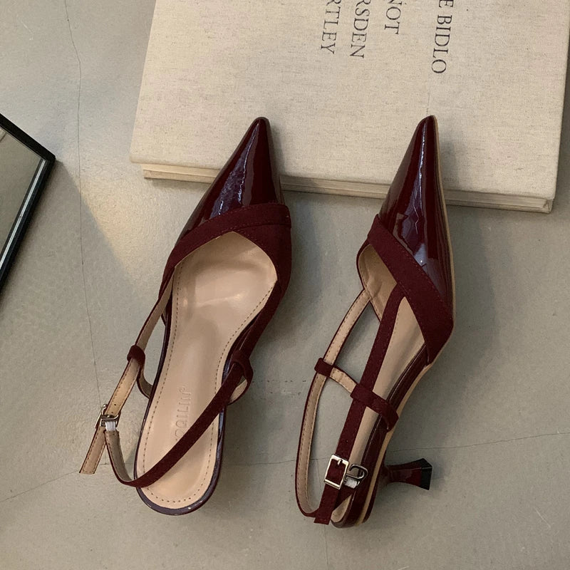 Women's Pointed-Toe Slingback Heels – Low Heel Dress Sandal