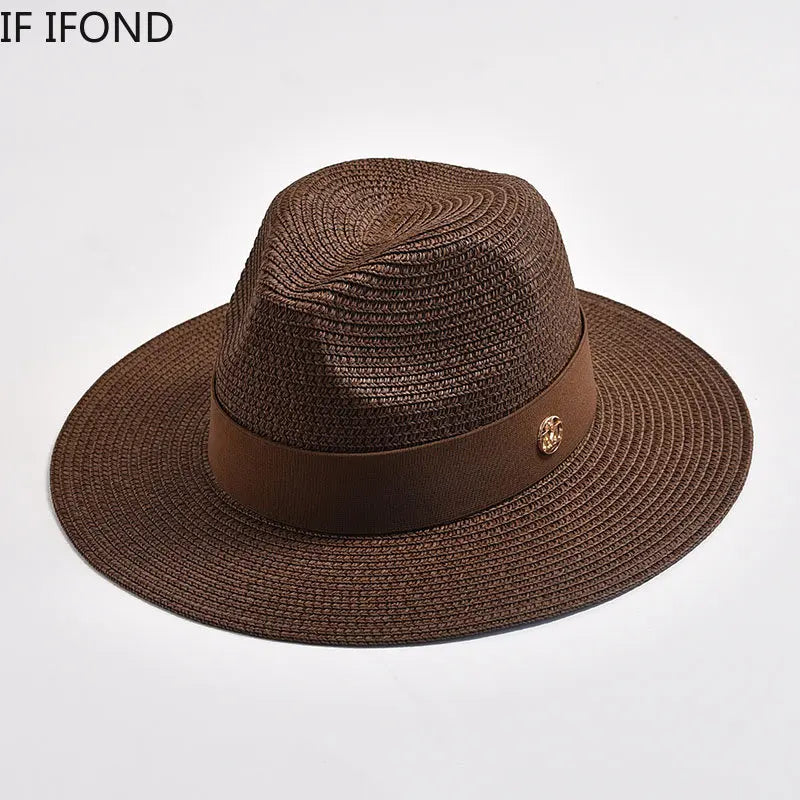 Panama Straw Sun Hat Unisex Elegant Beach Travel Hat