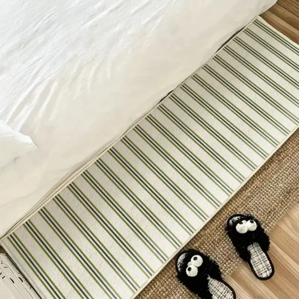 Striped Bedside Runner Rug – Anti-Slip Floor Mat for Bedroom & Living Room