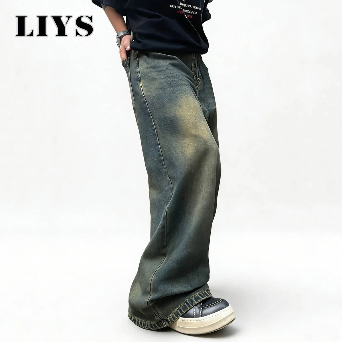 Men's Oversized Baggy Wide Leg Jeans – Light Blue Retro