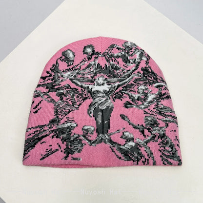 Skull Knitted Beanie Hat – Hip-Hop Streetwear for Men & Women