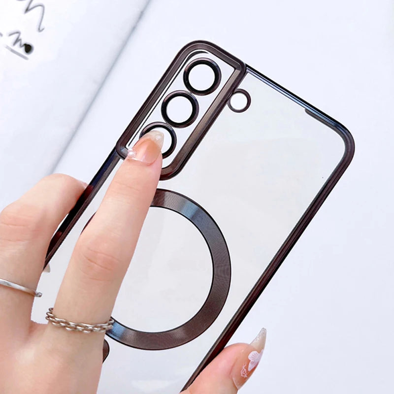 Magnetic Clear Case for Samsung Galaxy S21 S22 S23 Ultra Plus | Wireless Charging Compatible