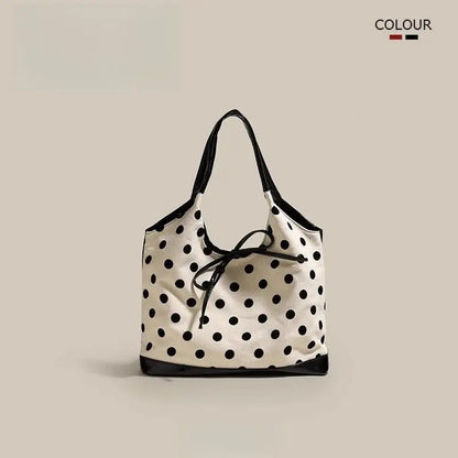 Retro Dot Red Handbag Women Versatile Bow Large Capacity