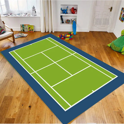 Sports Court Area Rug – Tennis & Badminton Field Graphic Floor Carpet
