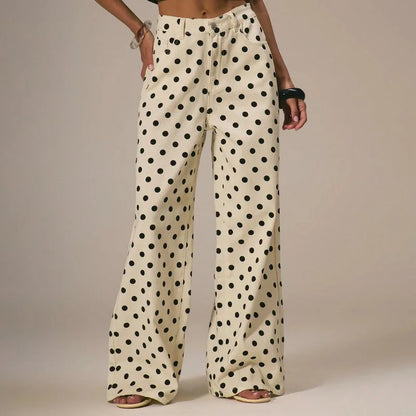Polka Dot Wide Leg Pants Women Y2K Baggy Jeans Retro Street Style