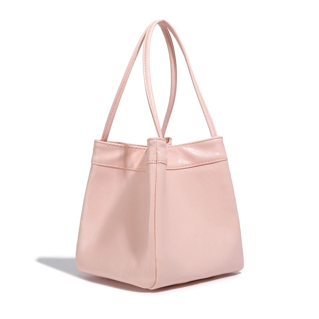 Silver Bucket Texture Handheld Shoulder Bag