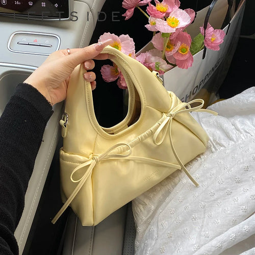 Bow Ruched Crossbody Shoulder Bag for Women