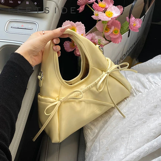 Bow Ruched Crossbody Shoulder Bag for Women