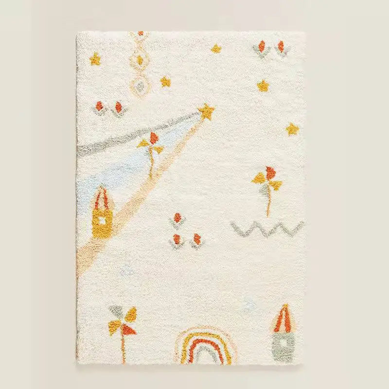 Colorful Star Plush Area Rug – Soft Cashmere-Like Carpet for Bedroom & Living Room