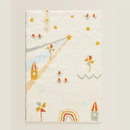 Colorful Star Plush Area Rug – Soft Cashmere-Like Carpet for Bedroom & Living Room