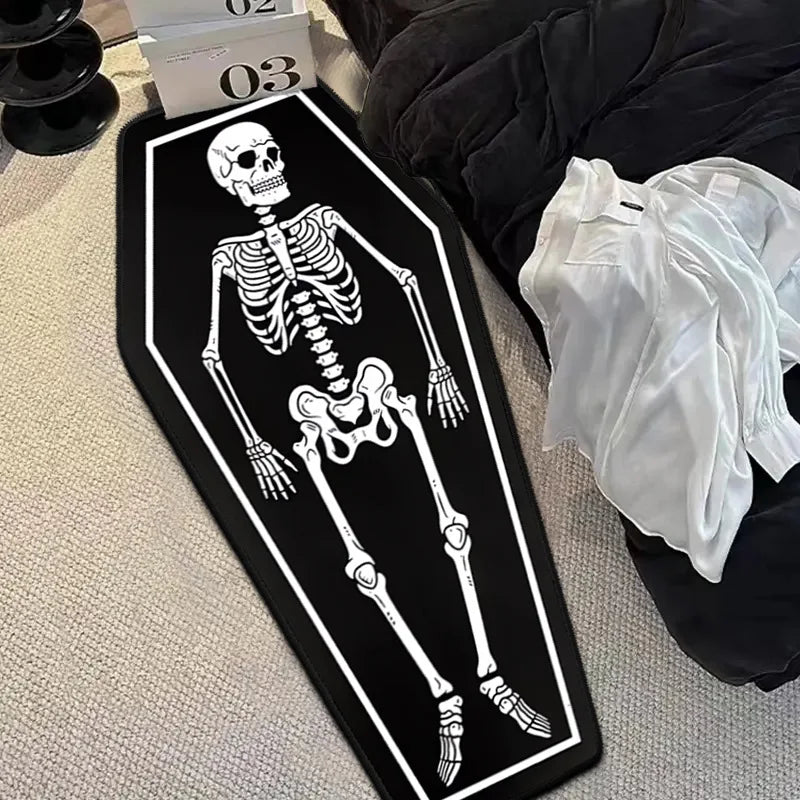 Gothic Skull Coffin Rug – Halloween Non-Slip Floor Mat