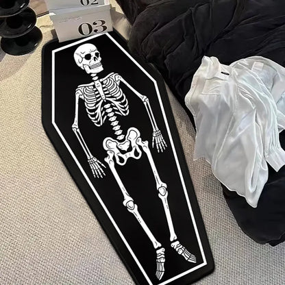 Gothic Skull Coffin Rug – Halloween Non-Slip Floor Mat