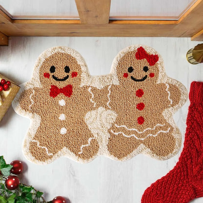 Christmas Gingerbread Couple Bath Mat – Non-Slip Rug