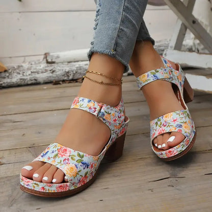 Chunky Heel Sandals for Women – Retro Wedge Dress Party Shoes