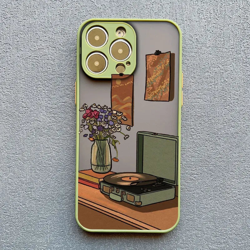 Retro Cat Vinyl Record iPhone Case – Aesthetic Cozy Cover