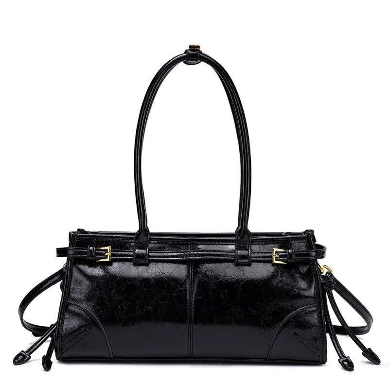 Soft Lux Boston Style Women S Motorcycle Crossbody Shoulder Bag Layered Oil Wax Leather Single Strap