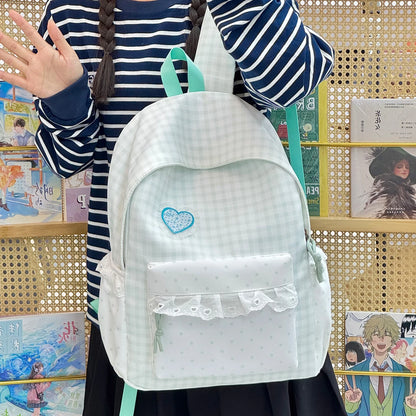 Plaid Backpack for Teen Girls – Cute Kawaii School Daypack
