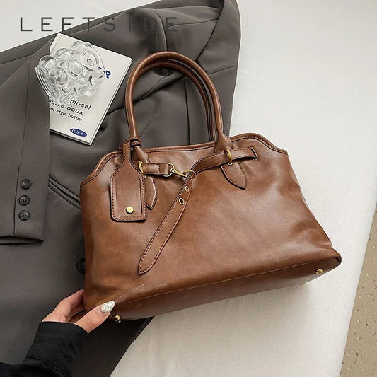 Retro PU Leather Handbag – Women's Y2K Crossbody Shoulder Bag