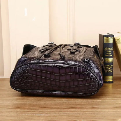 Genuine Leather Alligator Backpack for Men – 15.6" Laptop Bag