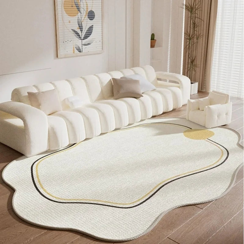 Irregular Shape Area Rug – Minimalist Abstract Living Room Carpet