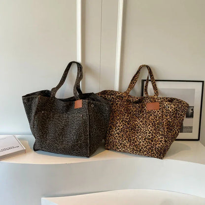 Leopard Design 2026 Korean Fashion Shopper Big Shopping Bag