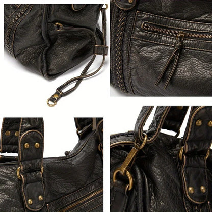 Soft Leather Retro Y2K Motorcycle Tote Bag